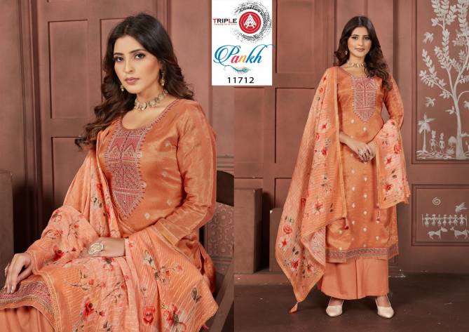 Pankh By Triple Aaa Organza Simar Work Dress Material Wholesale Market In Surat